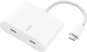 USB C Splitter - Dual Port Hub - 1 x USB-C 3.2 Gen2 Port & 1 x 100W PD Port - Simultaneous Data Transfer & iPhone Charger Fast Charging - Apple iPhone, iPad, Nintendo Switch 2 & More - White