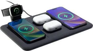 Mophie 4-in-1 Wireless Charging Mat for Apple iPhone, AirPods & Watch, Samsung Galaxy, Google Pixel, and All Qi-Enabled Devices, Additional USB-A Port, Intuitive Design, Includes Apple Watch Stand