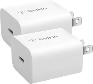 Belkin USB C Charger Block 20W (2-Pack) - Fast Charging - Apple iPhone 16, 15, 14, 13, Pro, Pro Max, Mini, iPad, AirPods, Samsung Galaxy S25, Nintendo Switch 2 & More - White Belkin USB C Charger Block 20W (2-Pack) - Fast Charging - Apple iPhone 16, 15, 14, 13, Pro, Pro Max, Mini, iPad, AirPods, Samsung Galaxy S25, Nintendo Switch 2 & More - White