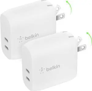 Belkin Dual Port USB C Charger Block 40W, USB Type C Charger Fast Charging for iPhone 16, 15, 14, 13, Pro, Pro Max, Ultra, iPad, AirPods, Samsung Galaxy S25, Nintendo Switch 2 & More - White (2-Pack) Belkin Dual Port USB C Charger Block 40W, USB Type C Charger Fast Charging for iPhone 16, 15, 14, 13, Pro, Pro Max, Ultra, iPad, AirPods, Samsung Galaxy S25, Nintendo Switch 2 & More - White (2-Pack)