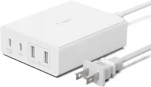 Belkin 4-Port Charger Block 108W - GaN Charger, Multi-Port w/ USB-C PD Fast Charge & USB-A Ports for Apple MacBook, iPhone 16, Samsung Galaxy S25, Google Pixel, Nintendo Switch 2 & More - White