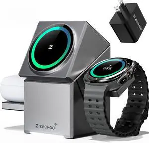ZEEHOO 3 in 1 Charging Station for Samsung, Qi2 Certified,15W Fast charging, Rotating Wireless Charger Stand Compatible for Samsung Galaxy S25/S24/S23/S22/S21/Note20 Galaxy Watch7/6/5/4/3 Galaxy Buds3