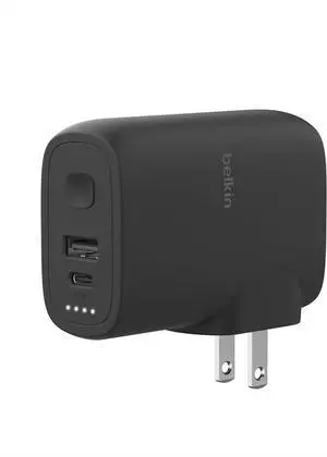 Belkin Hybrid Power Bank 5K + Wall Charger 25W - 2-in-1, Portable Battery w/USB-C Port & USB-A Port - Travel-Friendly, Dual-Port Charging Device - Black