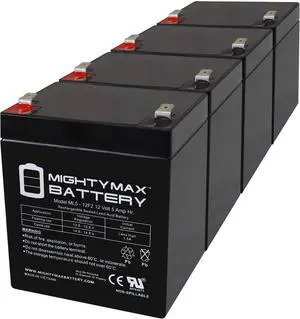 Mighty Max Battery 12V 5Ah F2 SLA Replacement Battery for APC SmartUps 2U SMT3000RM2U - 4 Pack