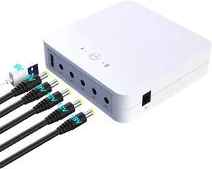 RGTTOTG Mini UPS Uninterrupted Power Supply 8000mAh 28Wh Lithium ion Backup Battery with DC 24V 15V 12V/9V/5V Output for Wireless Router, Modem, LED Light, CCTV Camera, Smartphone More Support Solar