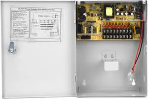 12V 10A Access Control Power Supply Box, UPS PWM Backup Battery Box with Delayed Power Off Function, Power Supply Switch Box