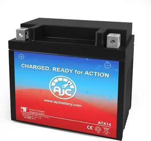 AJC Battery Compatible with Mighty Max YTX14-BS Powersports Battery