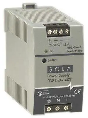 Sola/Hevi-Duty SDP1-24-100T DC Power Supply, 24-28 VDC, 1.3 Amp, 43-67 Hz