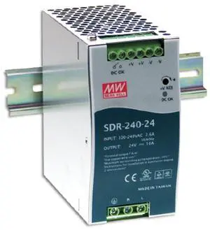 SDR-240-48 Power Supply, AC to DC DIN-Rail, 240 W, 48 Volt, 5 Amp, 240 Watt, 2.5" x 4.9" x 4.5" Size