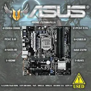 PRIME Z270M-PLUS Motherboard 1151 Motherboard DDR4 Support Core i7 7700k Cpus Z270 2×M.2 SATA3 PCI-E 3.0 HDMI