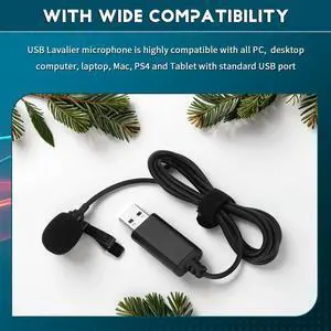 Universal USB Microphone Lavalier Microphone Clip-on Computer Mic Plug and Play Omnidirectional Mic