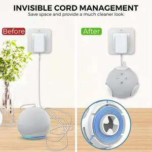 Plastic Speaker Holder Wall Mounted Bluetooth Speaker Stand with Cable Management Accessories for Amazon Echo Dot 5/4 Rich