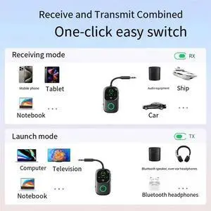 Bluetooth 5.4 Audio Receiver/Transmitter AUX Audio Adapter For Tvs, Headphones, Cars, And Other Devices With A 3.5 Mm Jack