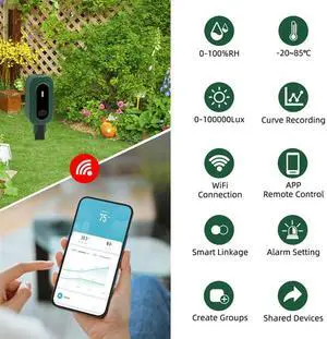 Tuya Zigbee Wireless Soil Moisture Meter Intelligent Temperature Humidity Sunlight Tester Soli Analyzer Gardening Tool