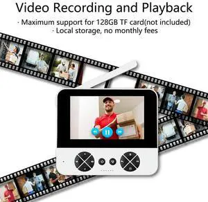 Doorbell Camera PIR Motion Detection, Video Intercom Two-Way Audio, NO Wifi/APP, Timbre Con Camara Para Puerta Inalamb