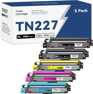 TN227 Toner Cartridge High Yield Replacement for Brother TN-227 TN223 TN 227BK 227C 227M 227Y to Work with Brother HL-L3270CDW MFC-L3770CDW HL-L3290CDW MFC-L3750CDW HL-L3210CW Printer (5 Pack)