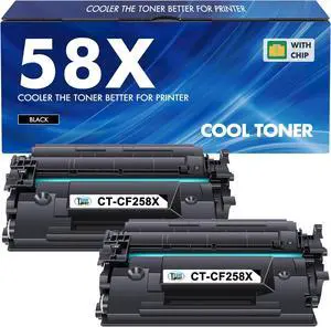 58X CF258X Toner Cartridge Black M404n Compatible Replacement for HP 58X CF258X 58A CF258A Toner Cartridge for HP Laserjet Pro M404dn MFP M428fdw M428fdn M428dw Printer Ink High Yield 2 Pack