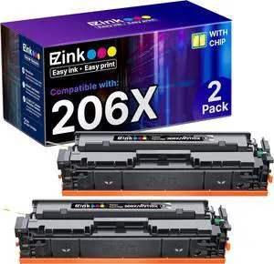 E-Z Ink Compatible Replacement for Toner Cartridge for HP 206X 206A Toner Cartridges 2 Black High Yield to Use with HP Color Laserjet Pro MFP-M283fdw M283cdw Pro M255dw M283 M255 (2 Black)