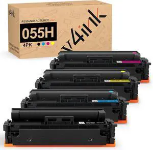 v4ink 055H 055 Compatible Toner Cartridge Replacement for Canon 055H 055 High Capacity for Canon Color ImageCLASS MF743Cdw MF741Cdw MF746Cdw MF743 Printer (Black Cyan Magenta Yellow, 4-Pack)
