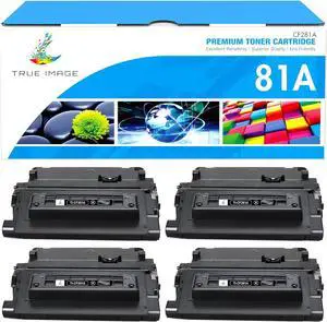 TRUE IMAGE CF281A 81A Black Toner Cartridge Compatible Replacement for HP 81A CF281A 81X CF281X for HP Enterprise MFP M604 M605 M606 Series, MFP M630h M630dn M630f M630z M630 Series Printer 4-Pack