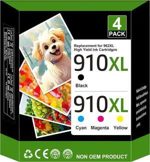 Ennovor for 910 XL 910XL Ink Cartridges Combo Pack Compatible for HP 910 XL Ink Compatible with HP Pro 8010 8015 8018 8020 8022 8025 8028 8035 8030 Printer 4 Pack