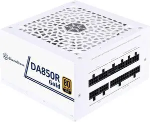 SilverStone Technology DA850R Gold 80 Plus Gold 850W ATX 3.0 & PCIe 5.0 Power Supply with White casing, Fan, and White Cables, SST-DA850R-GMA-WWW (SST-AX0850MCGD-C)