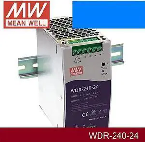 DIN Rail PS 240W 24V 10A WDR-240-24 Meanwell AC-DC SMPS WDR-240 Series MEAN WELL Switching Power Supply