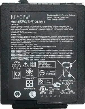 XLBM1 Laptop Battery 36Wh 4770mAh 7.6V Compatible with Zebra Xplore LynPD5O3 0B23-01H4000E 0B23-023U000P Series