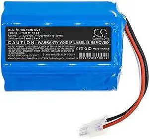 Replacement Battery Compatible for iCLEBO O5 YCR-M07-20W Omega (5200mAh/14.52V), YCR-MT12-S1 YCR-M07-20W Battery