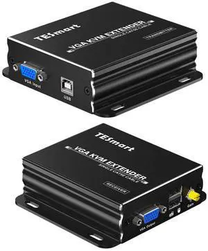 1080P 60Hz Long Range 984ft USB VGA KVM Extender Over Cat5e Cat6 Ethernet Cable (up to 984ft/300m, Transmitter+Receiver)