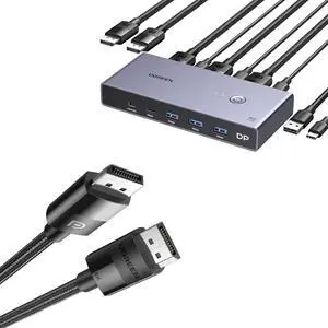 UGREEN 8K Displayport KVM Switch DP 1.4 with 4 USB 3.0 Ports (3 USB-A + 1 USB-C) Bundle with UGREEN VESA Certified 8K DisplayPort Cable 6.6FT, DP 1.4 Cable UGREEN 8K Displayport KVM Switch DP 1.4 with 4 USB 3.0 Ports (3 USB-A + 1 USB-C) Bundle with UGREEN VESA Certified 8K DisplayPort Cable 6.6FT, DP 1.4 Cable