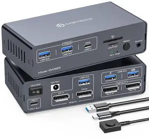 Ennovor KVM Docking Station 4K120Hz USB C KVM Switch 2 Monitors 2 Computers Displayport Dual Monitor KVM-Switches for Laptop and Desktop Share 13-in-1 Dock