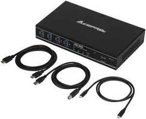 Ennovor 2x1 HDMI/USB-C 4K60Hz KVM Switch with PD Pass-Through - Selector for 2 Computers Sharing 4K Monitor Keyboard Mouse - Includes Cables to Connect Host Devices - Supports PD 100W Fast Charging
