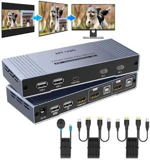 Ennovor MT-VIKI 4K HDMI KVM Multiviewer 2x1 w/PIP Upgrade Version in 2024 Seamless Switching 4K@30Hz, + Hotkey Switching