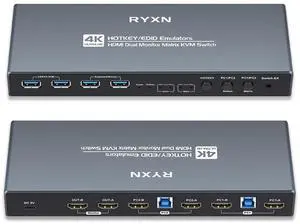 Ennovor HDMI KVM Switch 2 Monitors 2 Computers, 4K HDMI Matrix Switch 2x2, Support HDMI2.0, USB3.0, 4K@60Hz, 2K@144Hz/120Hz, 1080P@240Hz, EDID Emulators, Hotkey Switch, Extended/Copy/Cross Display