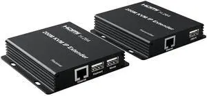 Ennovor 200M KVM IP Extender, Over RJ45 cat5e/6 1080P HDMI USB KVM Ethernet Extender one to Many by Gigabit Switch for PC DVR Loptop Support Mouse Keyboard Support Touch Screen Function (TX + RX)