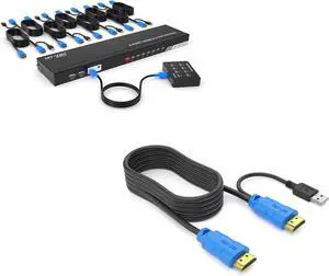 Ennovor 1 PCS 8 Port KVM Switch HDMI + 1 PCS 10ft HDMI KVM Cable