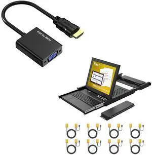 Ennovor 17inch LCD KVM Switch VGA + HDMI to VGA Adapter