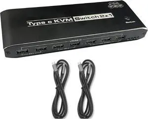 Ennovor USB2.0 KVM Switch Switcher(2 in 1 Out), for 2 Computer 1 Monitor, USB2.0 Device for Keyboard Mouse Printer