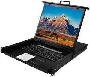 Ennovor MT-VIKI Rack KVM Switch w/ 19'' LCD Monitor, Rackmount KVM Monitor Console Drawer+Keyboard+Touchpad+8 VGA Cable, Support OSD/Hotkey/Button Switch, 1280X1024@60H