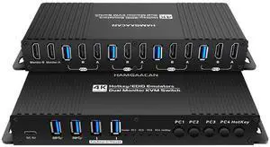 Ennovor Kvm Switch 2 Monitors 4 Computers HDMI edid 4K 60Hz Hotkey Switching PC Switch 2 Monitors 4 Computers Edid Dual Monitor kvm switches hdmi Hotkey Switching 2k 144hz