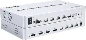Ennovor 4K 60Hz HDMI KVM Switch 4 Port HDMI 4x1 Quad Multi-viewer USB PC Computer KVM Switch Keyboard Mouse Control for PS4 Xbox Laptop(with EU Plug)
