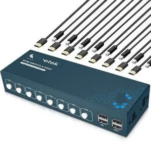 Ennovor Hdmi Kvm Switch Switcher 8 Port in 1 Out Support 4K*2K@30Hz&3D&EDID/HDCP&Compliance HDMI 2.0 USB2.0 Hot Key