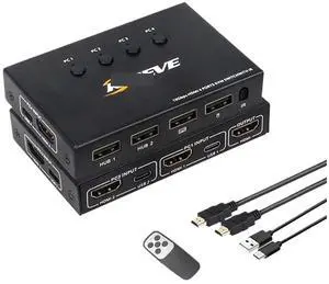 Ennovor 4 Port HDMI KVM Switch,UHD 4K@60Hz USB and HDMI Switch for 4 Computers Share Keyboard Mouse Printer and 1 HD Monitor Switch