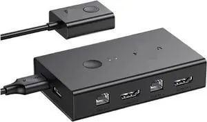 Ennovor HDMI KVM Switch 4K@60Hz USB 2.0 Switcher 2 in 1 Out for Printer Monitor Keyboard Mouse 2 PCs Sharing 1 Device Splitter