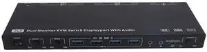 Ennovor Dual Monitor KVM Switch with 8K 30Hz 4K 144Hz DisplayPort USB 3.0, Voice Control, 2 Computers 2 Monitors 4 USB 3.0 Ports for Gaming WFH (US Plug 85260V)