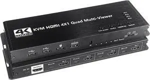 Ennovor HDMI MultiViewer KVM Switch 4-Port USB HDMI KVM Switch with Multi-Viewer 4K HDMI USB KVM for 4 PC Laptop Sharing Mouse Keyboard