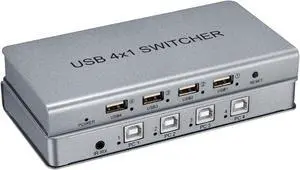 Ennovor 4/8 Port USB Silver Synchronizer - USB Keyboard Mouse Sync Controller, 4 in 1 Out DNF Multi Open Synchronizer, for Game Tudios, Security/Stock Market Surveillance, Offices (Size : 4 Ports)