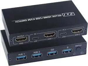 Ennovor HDMI KVM Switch 4 Port 4K USB Switch KVM VGA Switcher Splitter Box for Sharing Printer Keyboard Mouse KVM Switch HDMI USB Hub