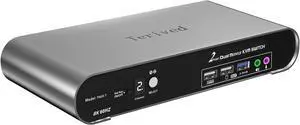 Ennovor 2 Computers 2 HDMI Monitor Automatic KVM Switch 8K@60Hz, Hotkey Switching, EDID, Support 5.1/7.1 Audio and Microphone, Aluminum Shell with Digital Display, USB 3.0 Hub, HDR10 with Cables